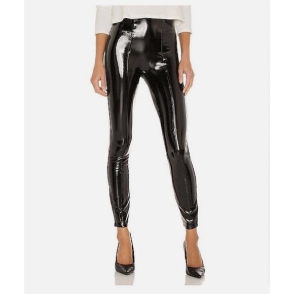 SPANX Pants - Spanx Size S Womens Leggings Faux Leather Patent High Waist Black Glossy Shine